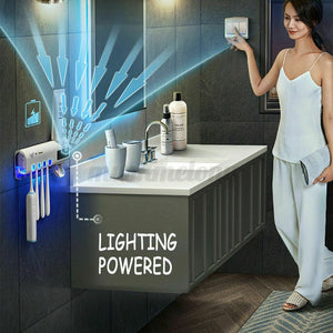 Toothbrush Sterilizer w/ UV Light Automatic Toothpaste Dispenser Holder