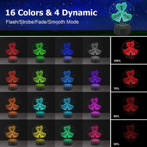 3D I Love You Illusion lamp Night Light 7 Colors Changing Nightlight