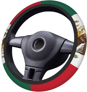 Universal Steering Wheel Covers，Mexican flag Elastic Car Wheel Cover, Anti-Slip Car Accessories