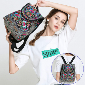 Vintage Embroidered Women Backpack Ethnic Travel Bag
