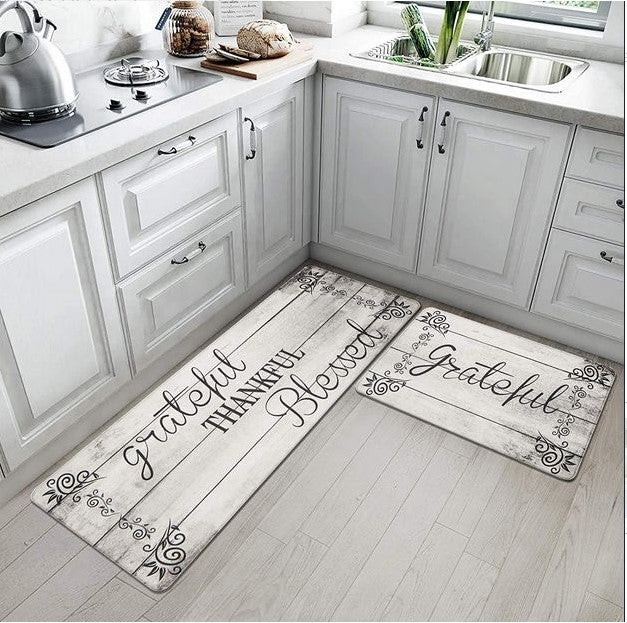 Set of 2 Anti Fatigue Kitchen Mat Non Slip Rug Runner Heavy Duty Mats 17"x48"+17"x28"