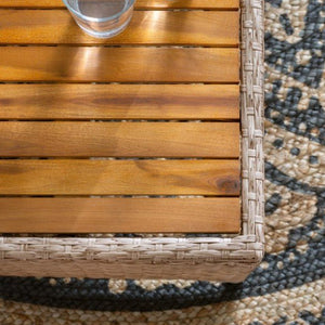 Modular Wicker Sofa Set 3pcs Outdoor Patio Sectional Cushioned Wood Table Top **Brand New**