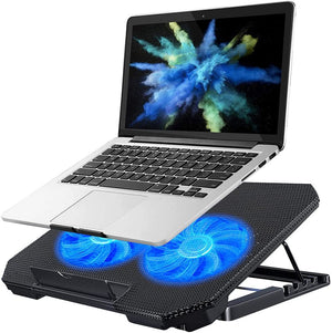 Laptop Cooling Pad 15.6 14 13 Inch (Big 2Fans Super Quiet, Double Sides Built-in USB Line, Back Feet Stand) Fit Apple Air / Pro / MacBook