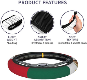 Universal Steering Wheel Covers，Mexican flag Elastic Car Wheel Cover, Anti-Slip Car Accessories