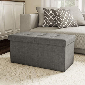 Storage Bench Ottoman Large Folding Tufted Foot Rest Organizer for Home,Gray