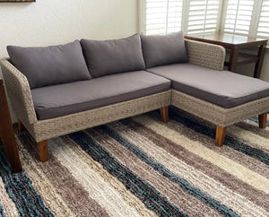 Modular Wicker Sofa Set 3pcs Outdoor Patio Sectional Cushioned Wood Table Top **Brand New**