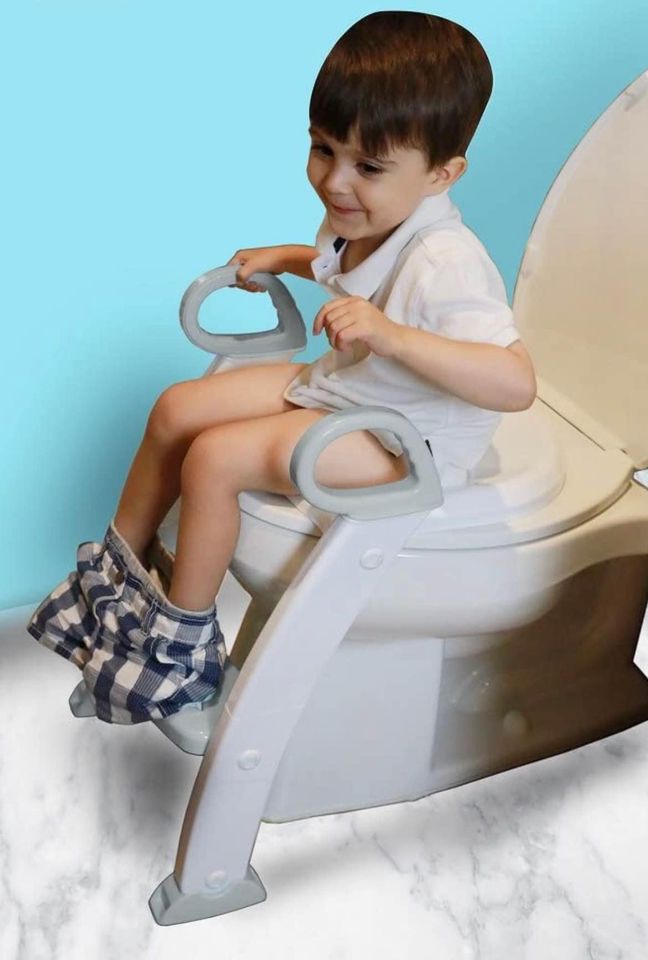 Potty with Ladder, White/Gray, One Size