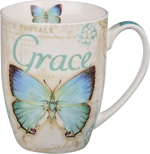 Botanic Teal and Blue Butterfly Coffee Mug