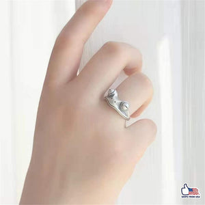 Adjustable Frog Vintage Silver Animal Open Ring for Women Men