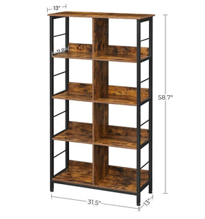 Bookshelf, 4-Tier Bookcase with 8 Cubes, Display Storage Rack, Book Shelf for Office