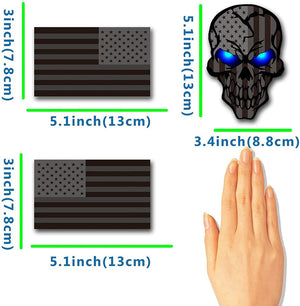 3 Pack 5.1"Reflective All Black American Flag Sticker UV Fade Resistant Vinyl Car Flags Stickers for Trucks Jeep Van