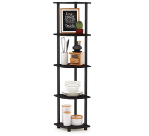 5 Tier Corner Display Rack Multipurpose Shelving Unit, Espresso/Black