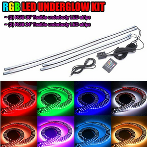 8 Color LED Strip Under Car Truck Tube Underglow Underbody System Neon Light Kit