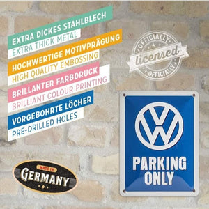 Vintage 'VW Parking Only' Art Retro Tin Sign Metal Plaque Design for Wall 6x8"