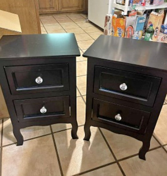 Set of 2 Bedroom Bedside Table Nightstand End Organizer 2 Drawers Storage Black