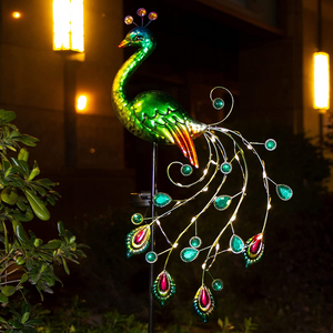 Solar Garden Light Metal Peacock