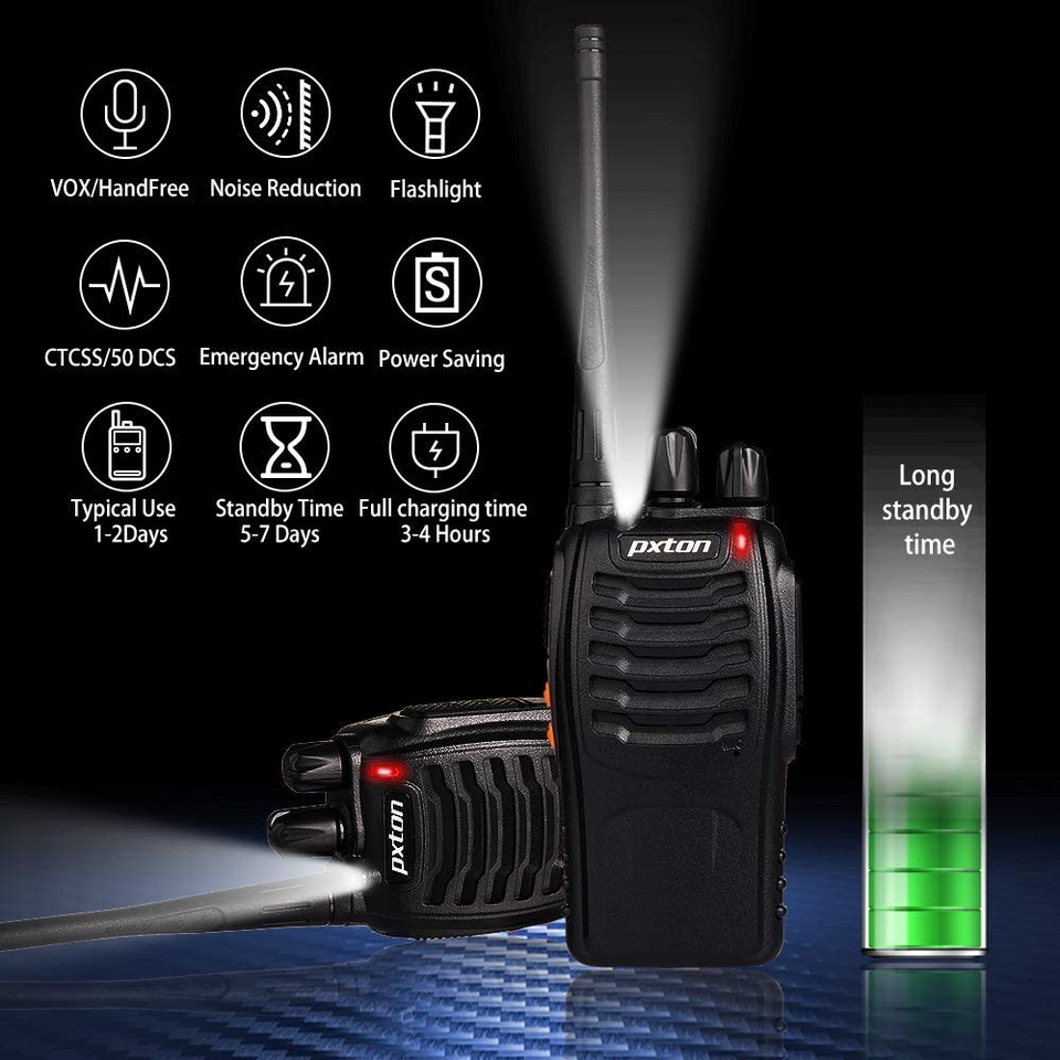 🔥NEW🔥4 Pack Two Way Radio, Portable Walkie Talkie w/ Earpiece and Flashlight