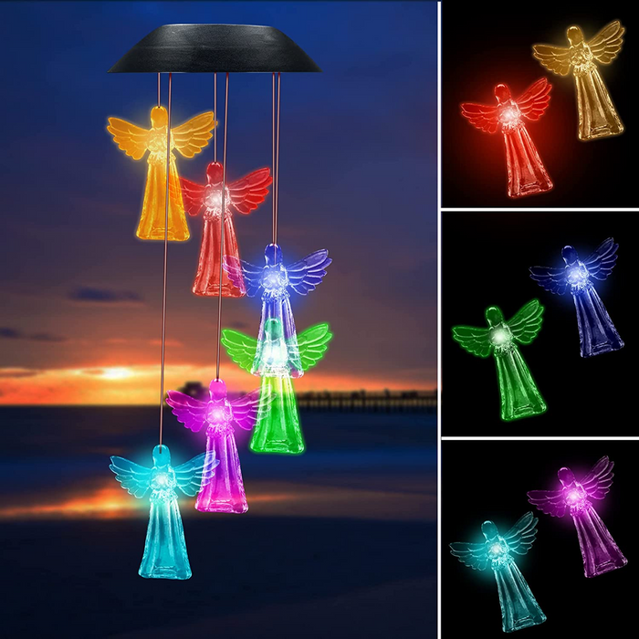 Solar Angel Wind Chimes, Outdoor Changing Color