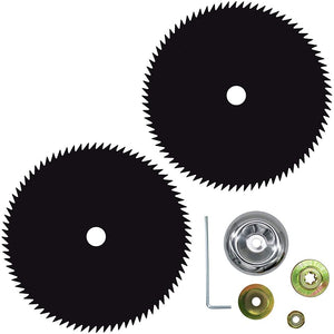 Set of 2 - 10''x80T Brush Blades, Weed Eater Saw Blades With Mounting Kit