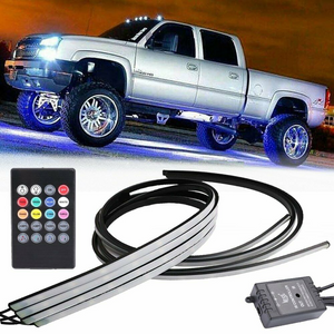 8 Color LED Strip Under Car Truck Tube Underglow Underbody System Neon Light Kit