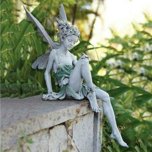 (Product size: 15*5.3cm)Tudor And Turek Sitting Fairy Statue Garden Ornament ResinCraft Landscaping NEW