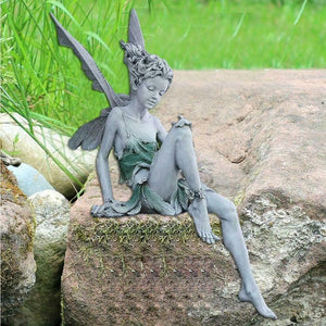 (Product size: 15*5.3cm)Tudor And Turek Sitting Fairy Statue Garden Ornament ResinCraft Landscaping NEW