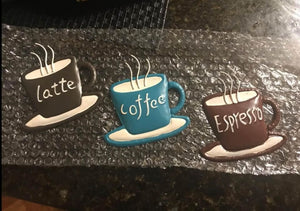 Coffee Metal Wall Art | 4.7 H x 4.4 W Inches | Latte, Coffee, Espresso Written Wall Décor