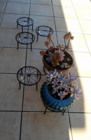 3 Pack Metal Potted Plant Stands With Saucer Flower Rack Garden Indoor Outdoor Display 9"