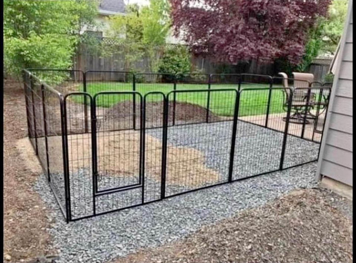 Large Indoor Outdoor Foldable Dog Pet Gate 8 Fence Panel Playpen Kennel 32 Inch Tall Heavy Duty