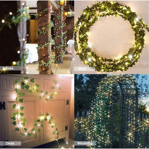 🏷️SALE 84ft Artificial Ivy 12 Pack Vine Garland Leaves Greenery Wall Hanging Decor with 100 LED