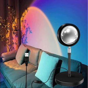 180 Degree Rotate Rainbow LED Sunset Projector Lamp for Bedroom Aesthetic Room Decor