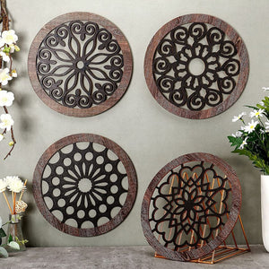 4 Pieces Thickened Rustic Wood for Indoor Outdoor Office wall Décor