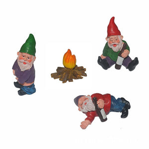 4 Pcs Fairy Garden Gnomes My Little Friend Drunk Gnome Dwarfs Statue Gifts Decor