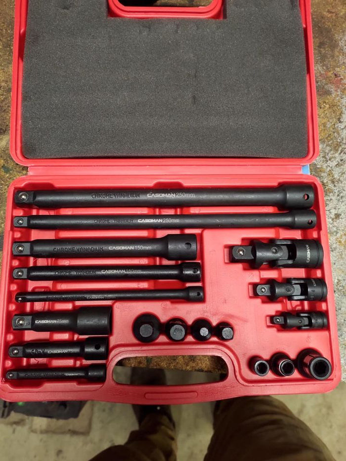 18 Pcs Drive Tool Accessory Set Adapters, Extensions and Universal Joints and much more