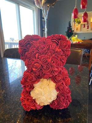 Rose Flower Bear -10inch Rose Teddy Bear - Over 250 Dozen Flowers