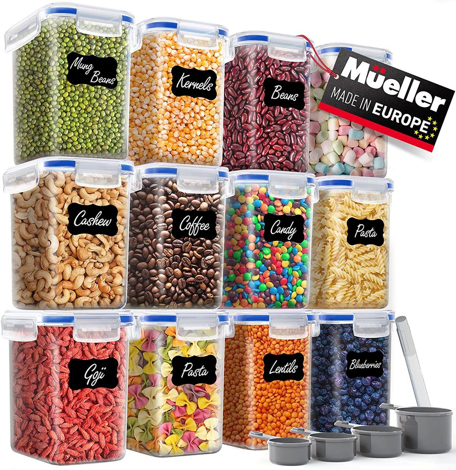 �BEST PRICE�Mueller Airtight Food Storage Container Set with Lids – 12-Piece, Kitchen & Pantry Organization and Storage, Dishwasher, Freezer