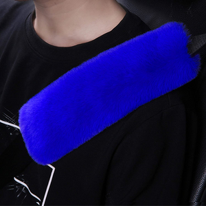 5pcs Car Accessories; 1 Set Faux Wool Steering Wheel Cover Soft Fluffy Handbrake Cover (Blue)