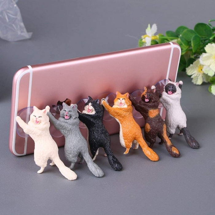 Cute Cat Support Resin Cell Phone Holder Stand Sucker