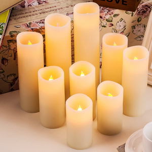 🕎 Flameless Candles Battery Operated Candles 4" 5" 6" 7" 8" 9" Set of 9 Ivory Real Wax