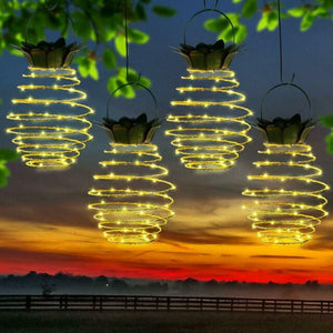 Garden Solar Powered Pineapple Hanging LED Lights Warm White Outdoor Décor