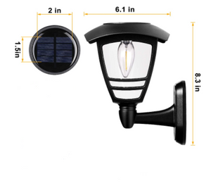 New Solar Wall Lantern Lights Outdoor Waterproof Black Sun Powered Wall Light 2 Pack