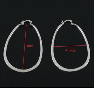 925 Sterling Silver Oval Shaped Extra Large Hoop Earrings NEW