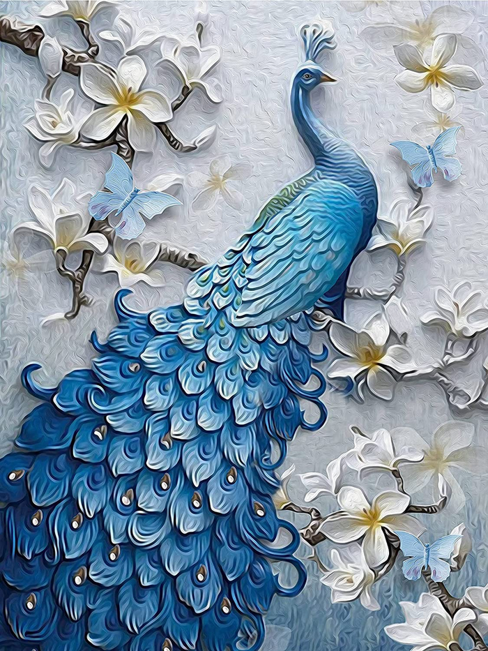 Blue Peacock Diamond Painting Kit
