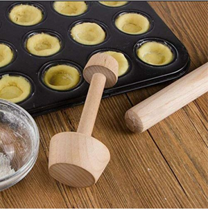 Tiakino Egg Tarts Tamper Double Side Wooden Pastries DIY Baking Shaping Kitchen Tool