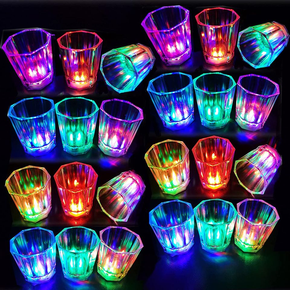 Set of 24 Party Favors Adults Shot Cups for Party LED Flash Light Up Drinking Glasses for Birthday