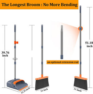 Long Handle Upright Stand Up Broom and Dustpan