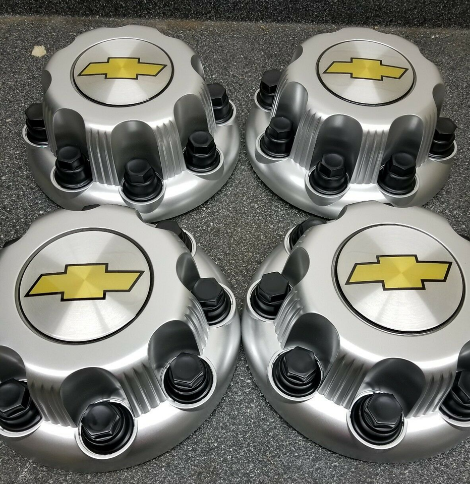 🔥NEW🔥 4PCS Silver 8 Lug Center Caps Chevy Express Van HD TRUCKS 2500 3500 9597170