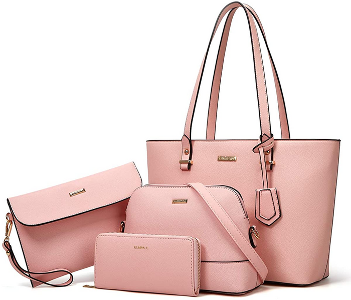 🔥TODAY OFFER🔥Women Fashion Handbags Wallet Tote Bag Shoulder Bag Top Handle Satchel Purse Set 4pcs