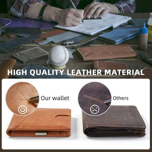 Premium Leather Wallet with Money Clip, RFID Blocking Front Pocket Stylish Bifold Wallet (Class Brown)