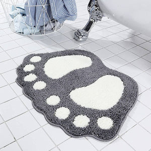 Water Absorbent Non-Slip Big Feet Bathroom Mat | Gray, 16" x 24''